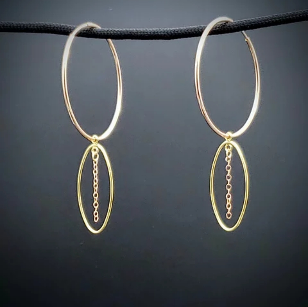 Golden Rose, Double Hoop Dangle Earrings
